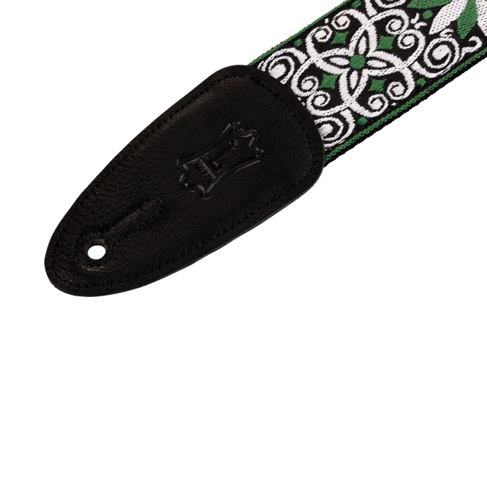 Levy's Hootenanny Series 2" Wide Jacquard Guitar Strap, Green & White Floral