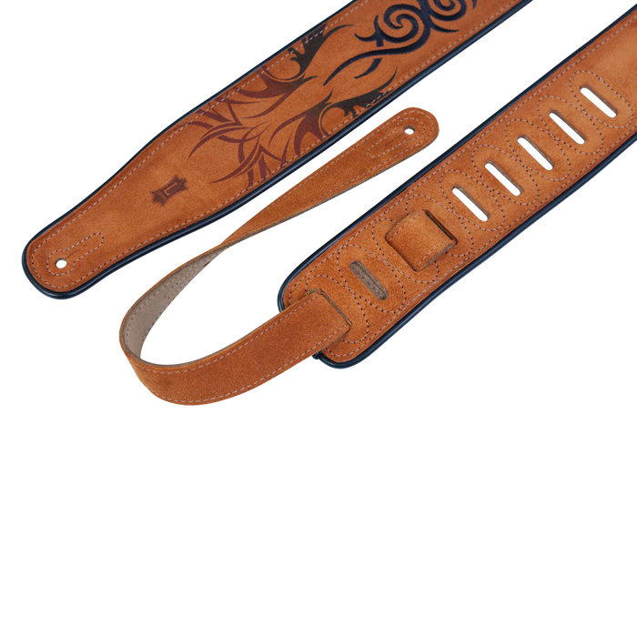 Levy's Embroidered Suede Series 2 1/2" Wide Guitar Strap, Honey Diamond
