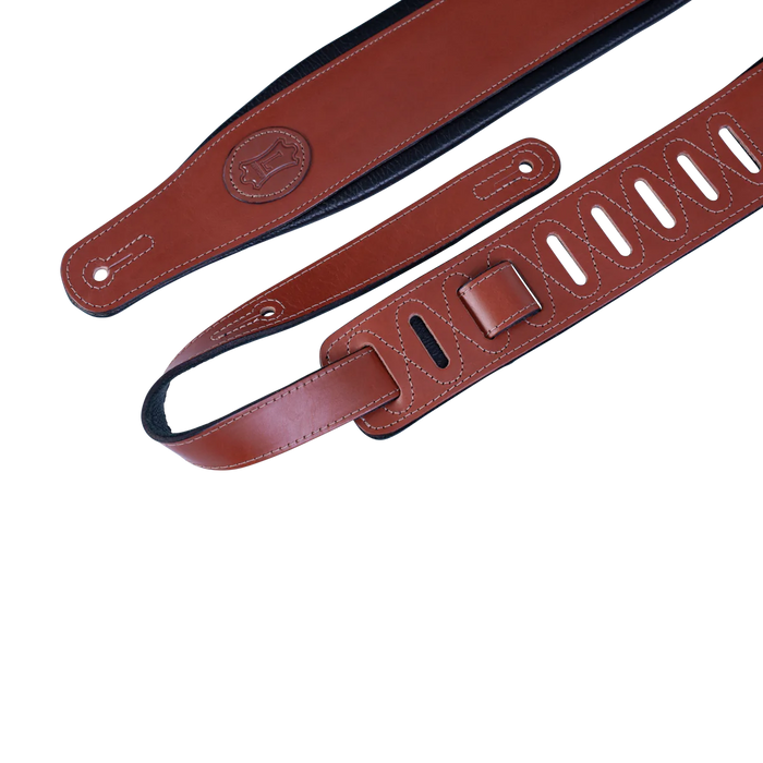 Levy's Signature Legacy Series 3" Wide Veg-tan Leather Guitar Strap, Walnut