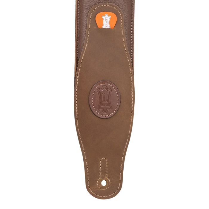 Levy's Cirro Series 3" Padded Garment Leather Guitar Strap, Brown & Green