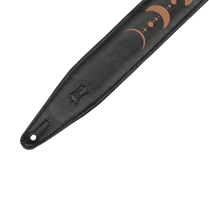 Levy's Moon Phases Series 25" Garment Leather Guitar Strap, Black & Brown