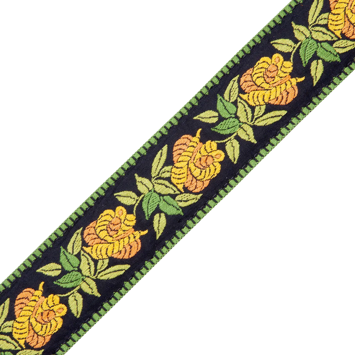 Levy's Cotton Floral Series Levy’s 2″ wide woven cotton guitar strap, Yellow