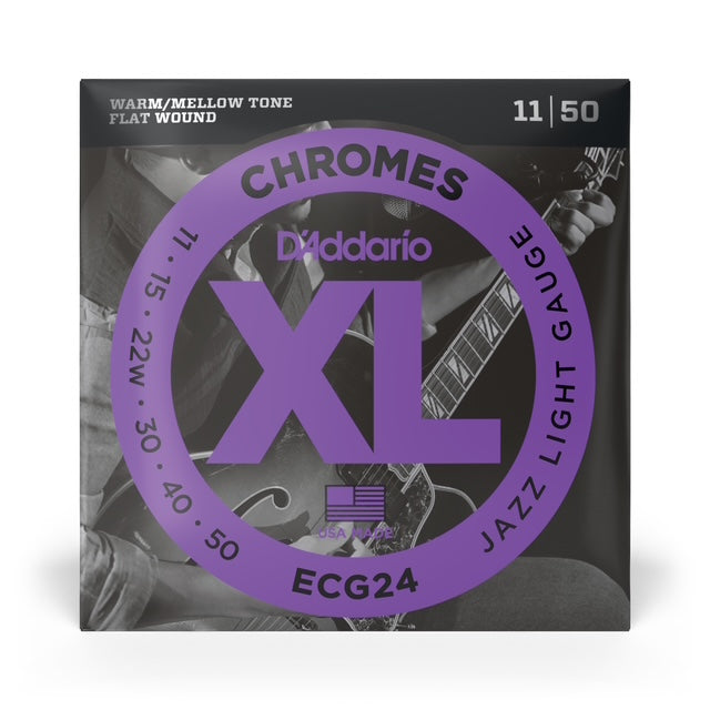 D'Addario ECG24 Chromes Flat Wound, Jazz Light, 11-49