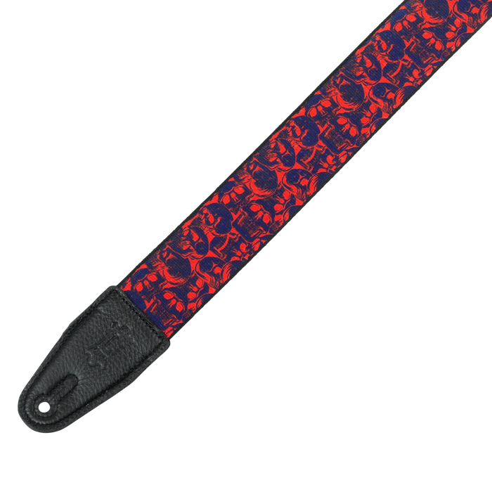 Levy's Skull Series Polyester Guitar Strap, Purple & Red Skulls