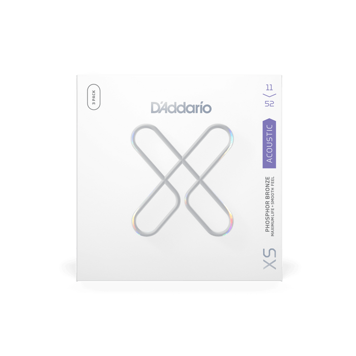 D'Addario XSAPB1152-3P 3-Pack XS Phosphor Bronze Acoustic Guitar Strings Custom Light 11-52