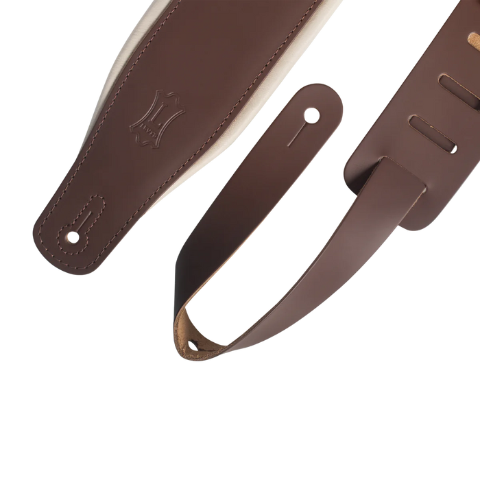 Levy's Amped Leather Series 3 inch Wide Top Grain Leather Guitar Straps, Brown