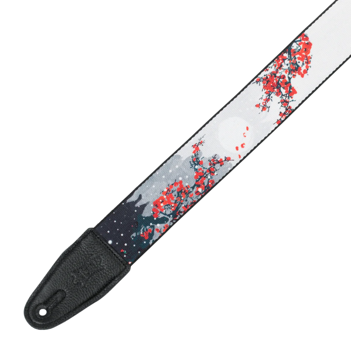 Levy's Nature Series Polyester Guitar Strap, Cherry Blossoms & Snow