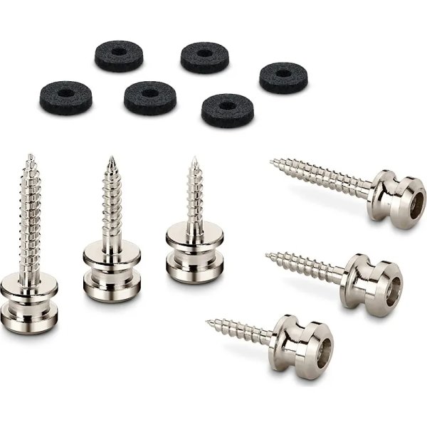 Schaller Lock End Pin With Screw, Medium, Satin Chrome, 2 Pack