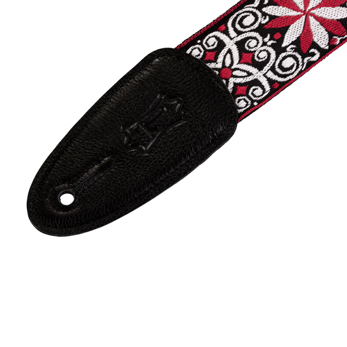 Levy's Hootenanny Series 2" Wide Jacquard Guitar Strap, Red & White Floral