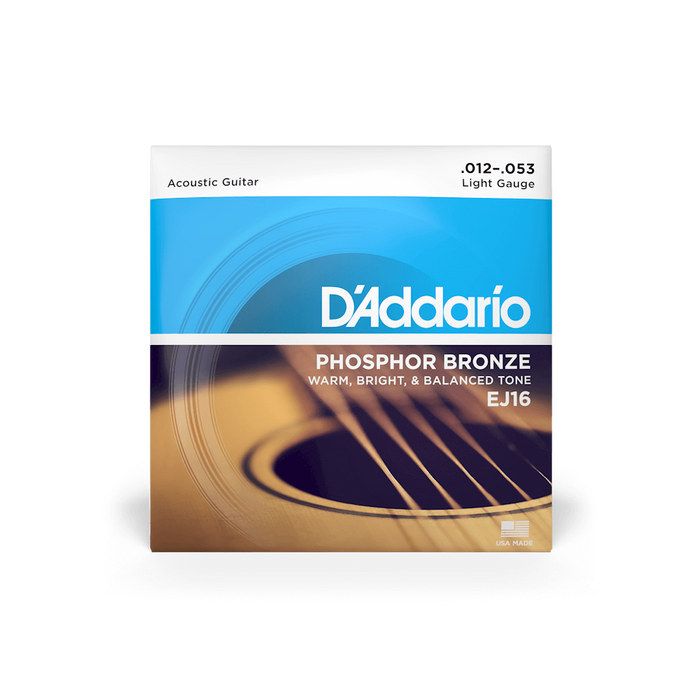 D’Addario EJ16-3D Phosphor Bronze Acoustic Guitar Strings - Light Phosphor Bronze  3 Sets