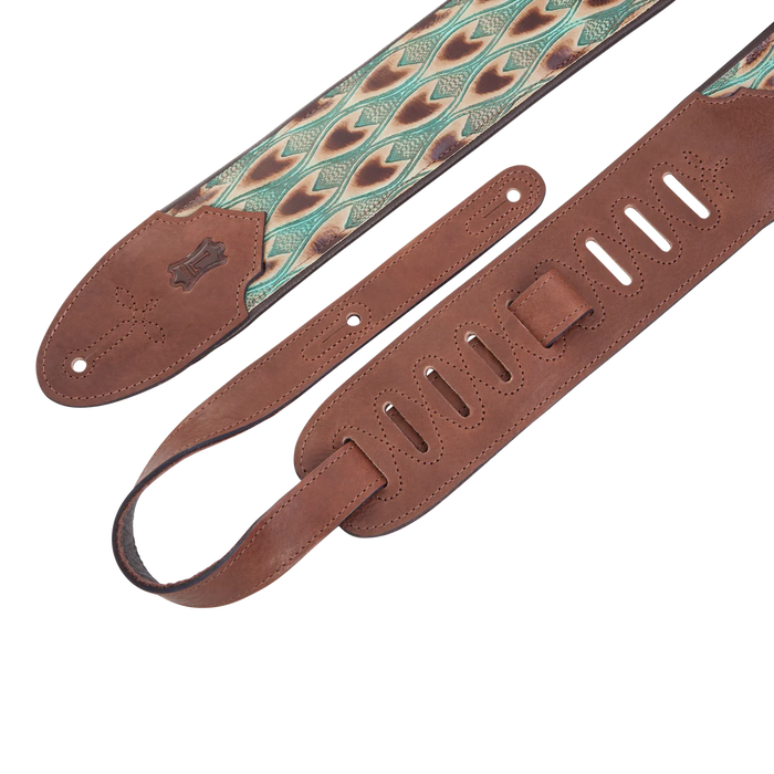 Levy's Sundance Series 3" Wide Embossed Leather Guitar Strap, Arrowhead Turquoise
