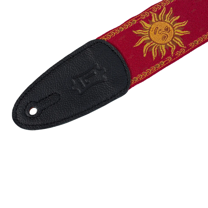 Levy's Sun Motif Series 2" Wide Jacquard Guitar Strap, Red