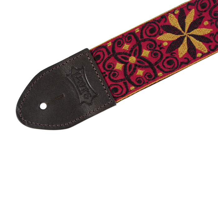 Levy's Vintage Hootenanny Series 2" Wide Jacquard Guitar Strap, Red