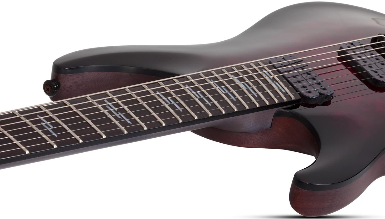 Schecter Omen Elite-7 Multi-Scale Left-HandedBlack Cherry Burst