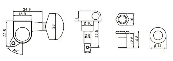 Profile 01CR Machine Head 3+3 Set, Chrome