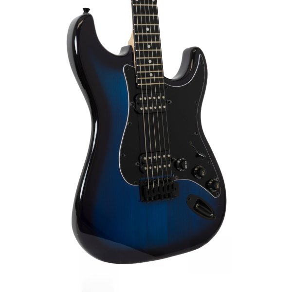 Jay Turser JT-120-TBB Double-Cutaway Electric Guitar with Dual Humbuckers, Transparent Blue