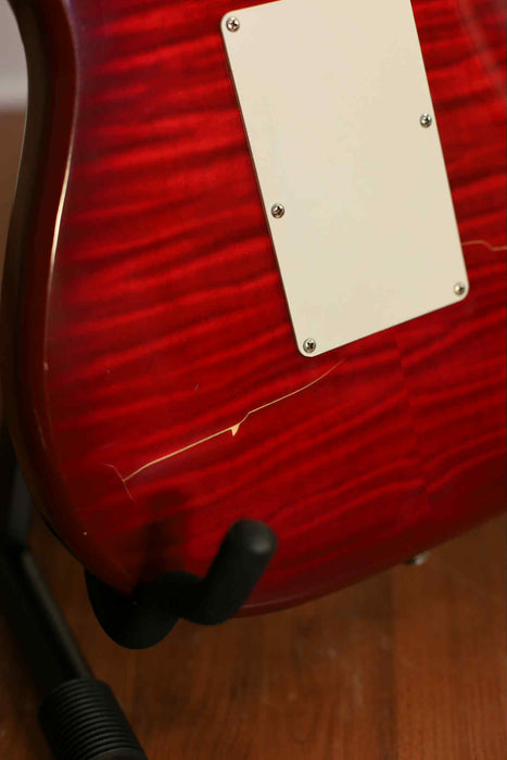 Fender "Squier series" MIJ w/Floyd Rose, Crimson Foto Flame - Used
