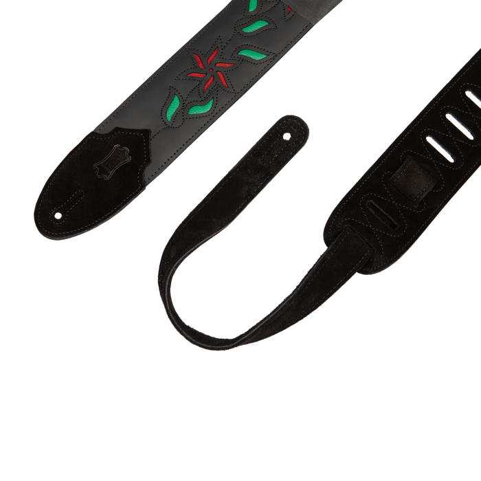 Levy's Leather Flowering Vine Series Leather Strap, Black & Red