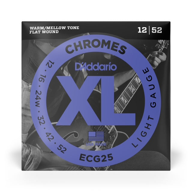 D'Addario ECG25 Chromes Flat Wound, Light, 12-52
