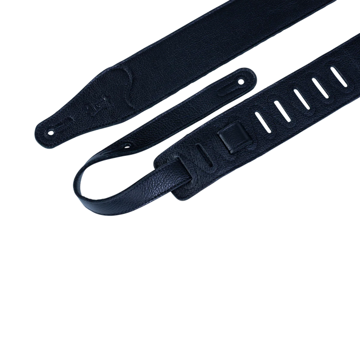 Levy's The Ebony Series 2 1/4" Wide Garment Leather Guitar Strap, Black