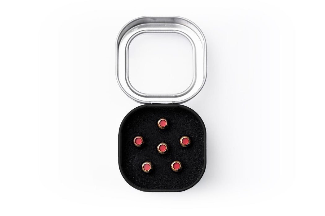 Martin Pin Set Liquid Metal, Gold with Red Dots