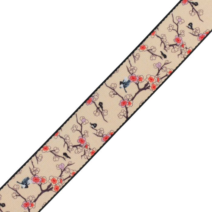 Levy's Nature Series Polyester Guitar Strap, Cherry Trees & Birds