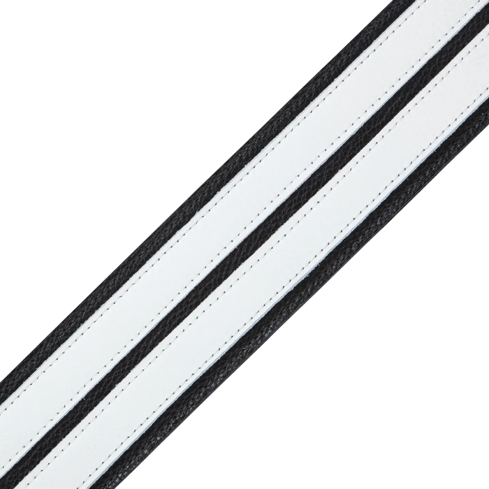 Levy's Double Racing Stripe Series 2 1/2" Wide Garment Leather Straps, Black & White