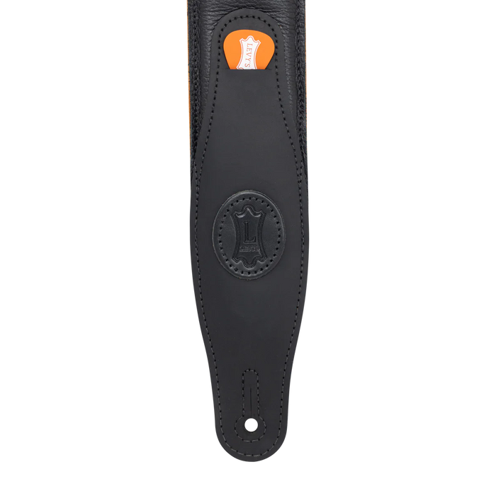 Levy's Cirro Series 25" Padded Garment Leather Guitar Strap , Black & Honey