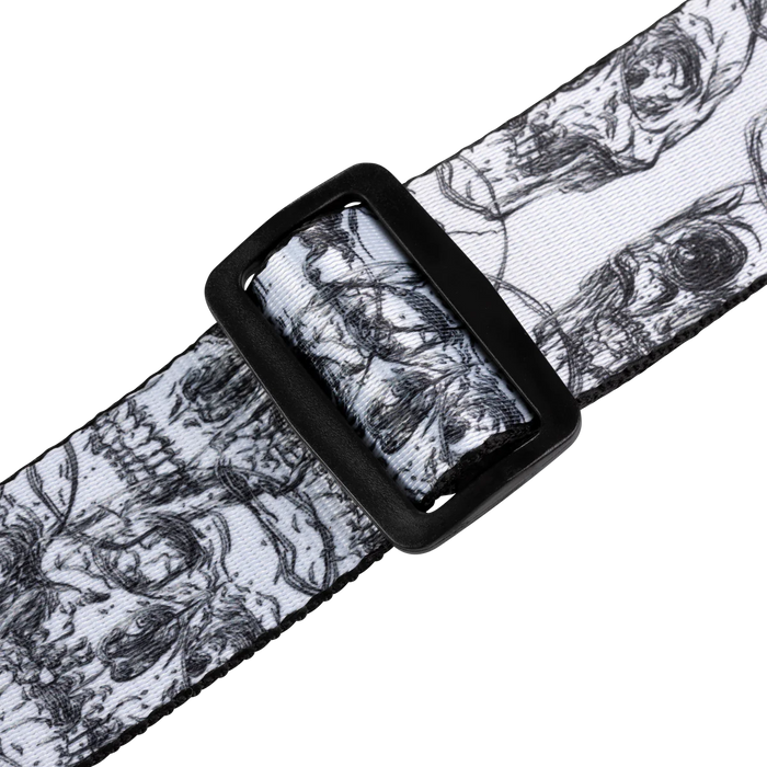 Levy's Skull Series 2" Wide Polyester Guitar Strap, White & Black Skulls