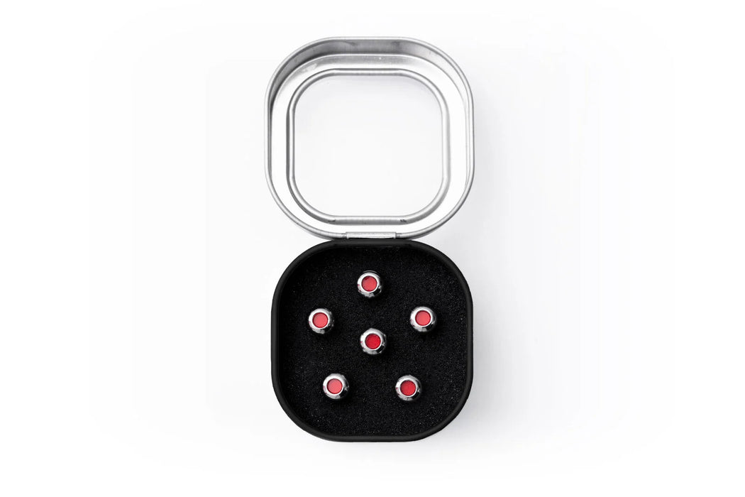 Martin Pin Set Liquid Metal, Chrome with Red Dots