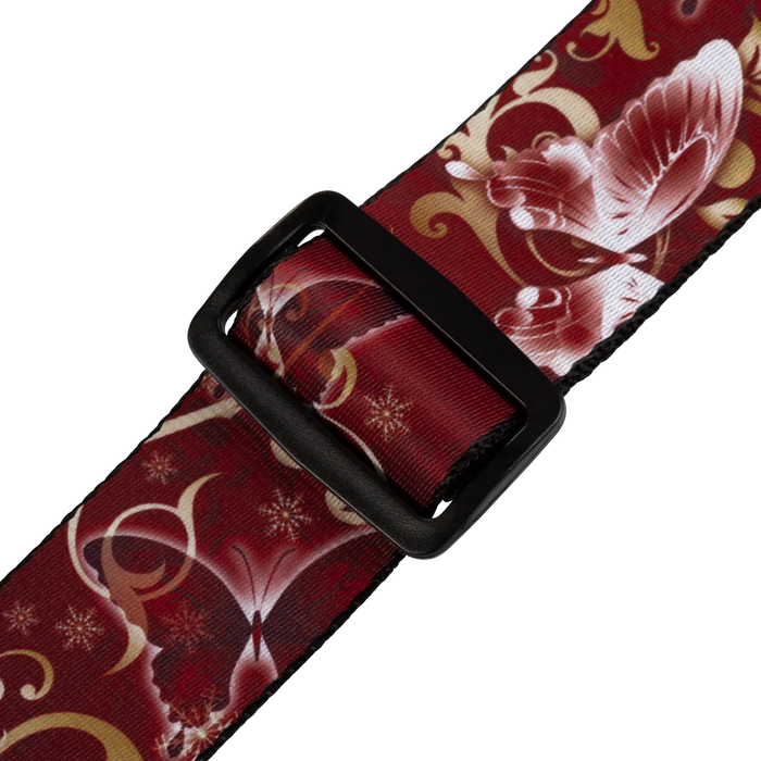 Levy's Nature Series 2" Wide Polyester Guitar Strap, Red Butterfly