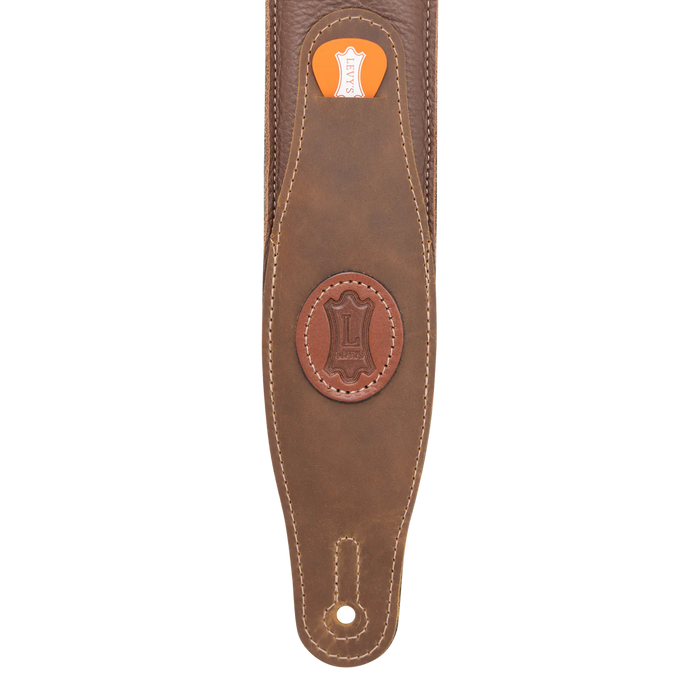 Levy's Cirro Series 25" Padded Garment Leather Guitar Strap, Brown & Green