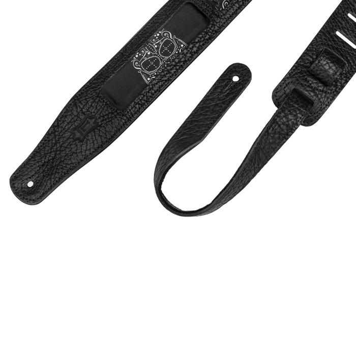 Levy's Calaca Leather Series Calaca Black Leather 25"Strap, Skulls