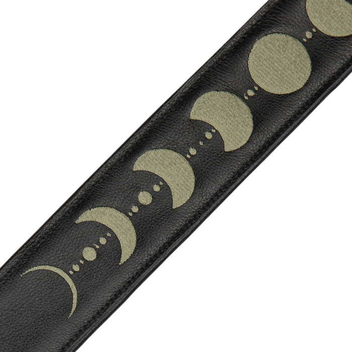 Levy's Moon Phases Series 25" Garment Leather Guitar Strap,  Black & Green