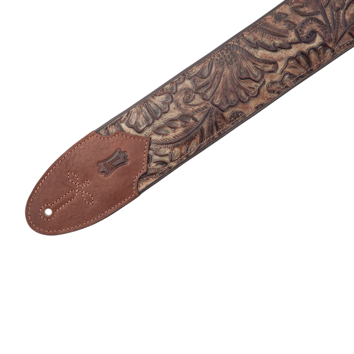 Levy's Sundance Series 3" Wide Embossed Leather Guitar Strap, Palm Pecan