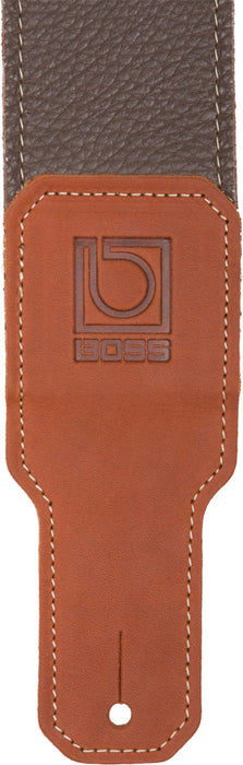 Boss 3" brown premium leather guitar strap