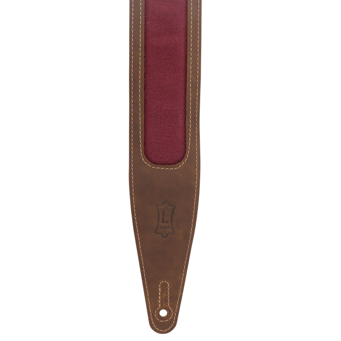 Levy's Voyager Pro Leather Guitar Strap, Brown, Burgundy