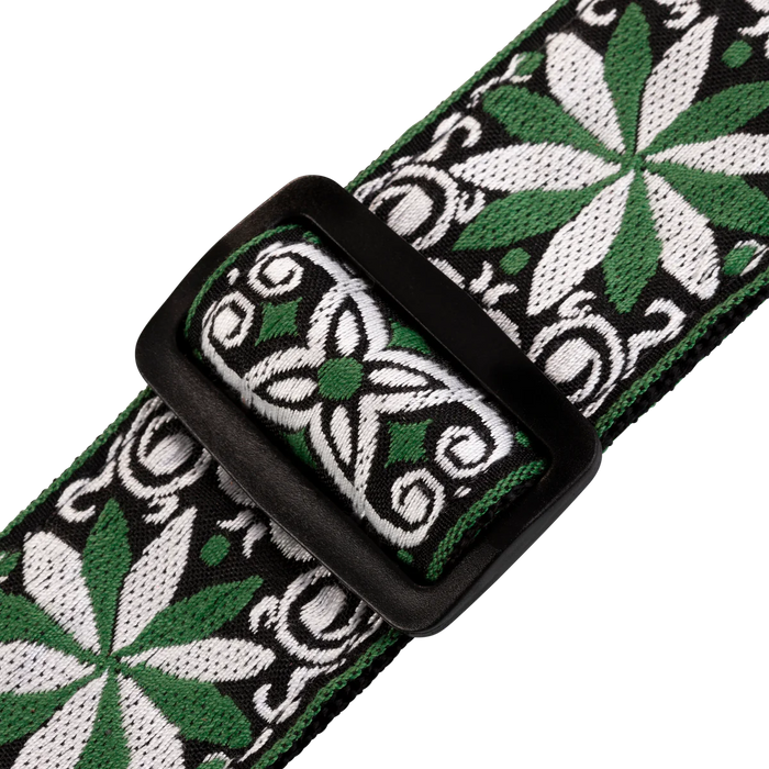 Levy's Hootenanny Series 2" Wide Jacquard Guitar Strap, Green & White Floral