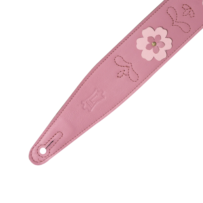 Levy's In Bloom Series 25" Leather Strap with Flower Appliques, Primrose Pink