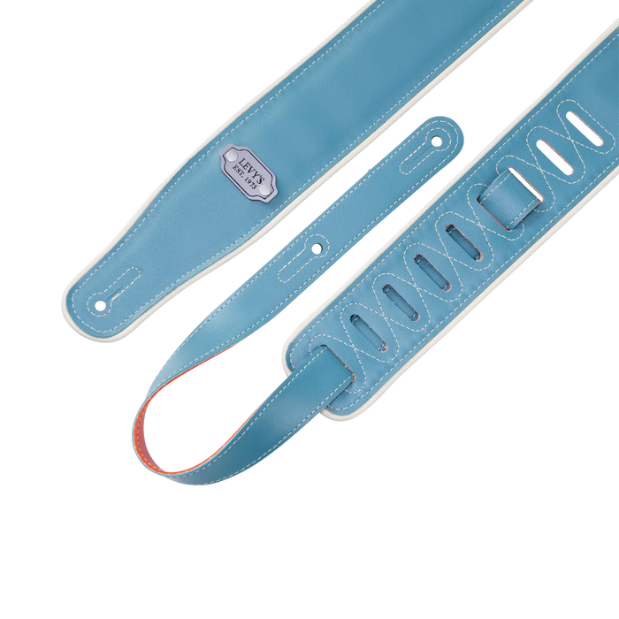 Levy's Reversible Vinyl Series 2 3/4" Wide Vinyl Guitar Strap, Orange & Teal