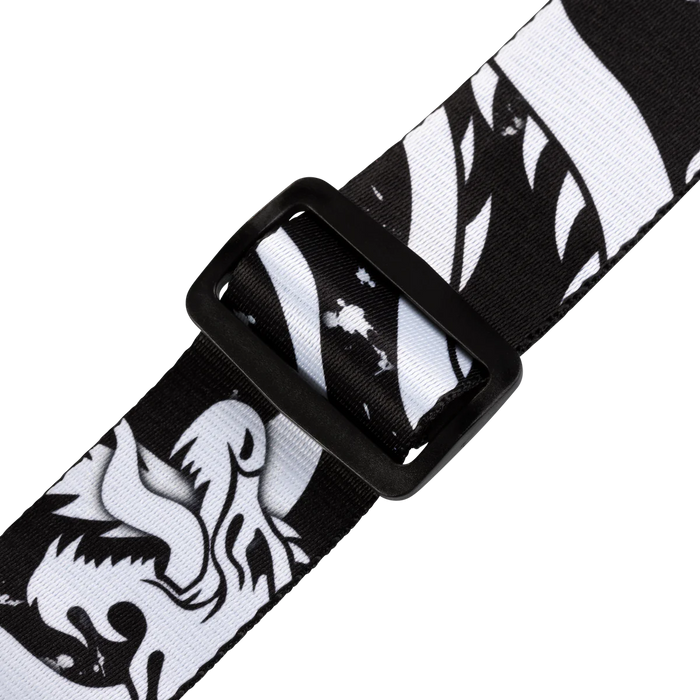 Levy's Eastern Harmony Series 2" Wide Polyester Guitar Strap, Black & White Dragon