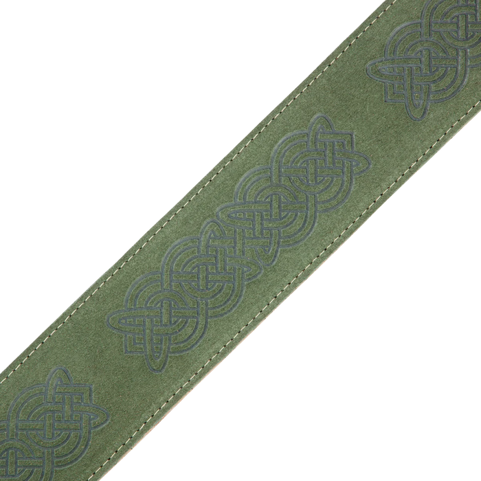 Levy's Celtic Embossed 2 1/2" Wide Leather Guitar Straps, Green