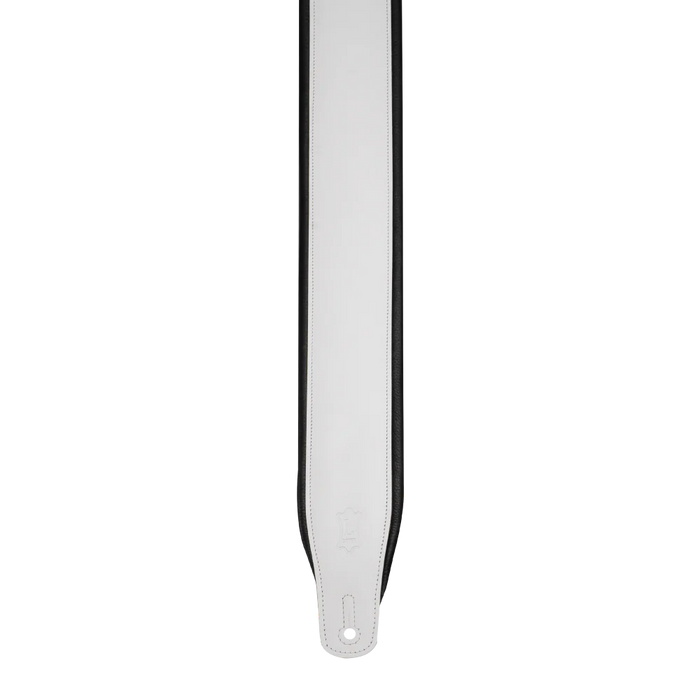 Levy's Amped Leather Series 3 inch Wide Top Grain Leather Guitar Strap, White & Black