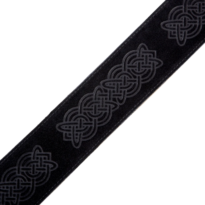 Levy's Celtic Embossed 2 1/2" Wide Leather Guitar Straps, Black