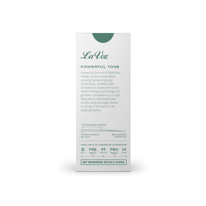 D'Addario La Voz Tenor Saxophone Reeds - Medium - 5 Pack