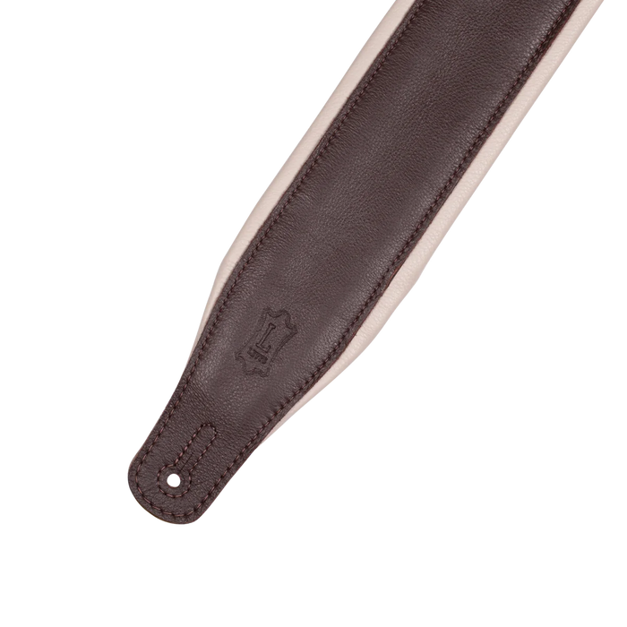 Levy's Staple Series 3" Garment Leather Guitar Strap, Dark Brown & Cream