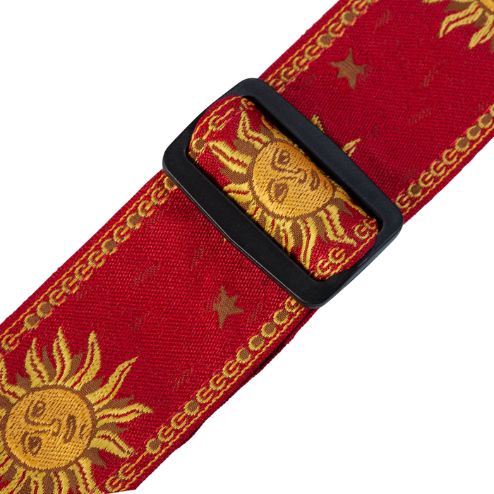 Levy's Sun Motif Series 2" Wide Jacquard Guitar Strap, Red