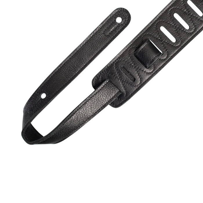 Levy's Fringe Leather Series 2 1/2 inch Wide Garment Leather Guitar Straps, Black & White