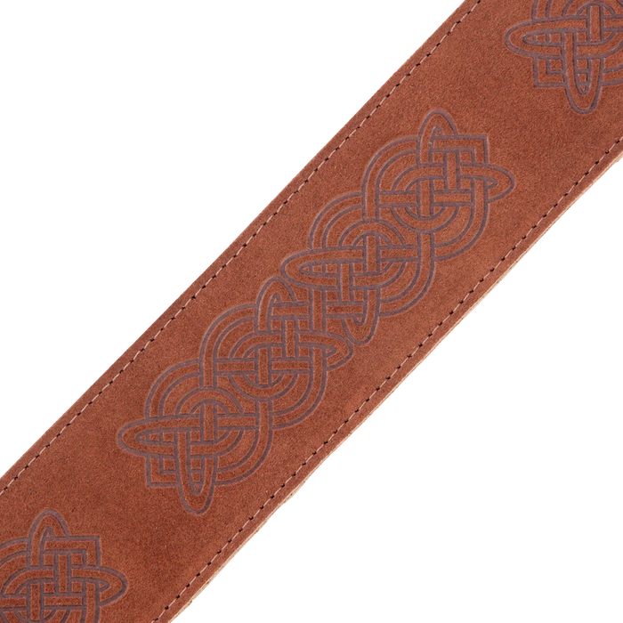 Levy's Celtic Embossed 2 1/2" Wide Leather Guitar Straps, Brown
