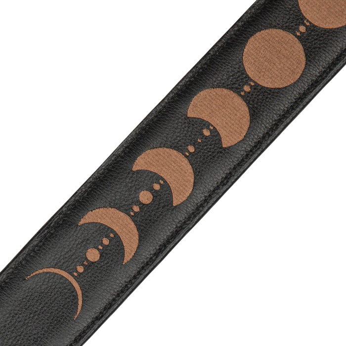 Levy's Moon Phases Series 25" Garment Leather Guitar Strap, Black & Brown